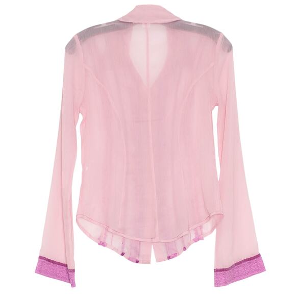 Kimchi Blue Top Coquette Romantic Feminine Sheer Fairy Lace Button Up Pink Small - Picture 2 of 5
